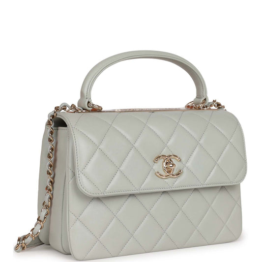 Chanel Large Trendy Cc Bag Grey Lambskin Light Gold Hardware