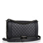 Chanel New Medium Boy Bag So Black Calfskin Black Hardware