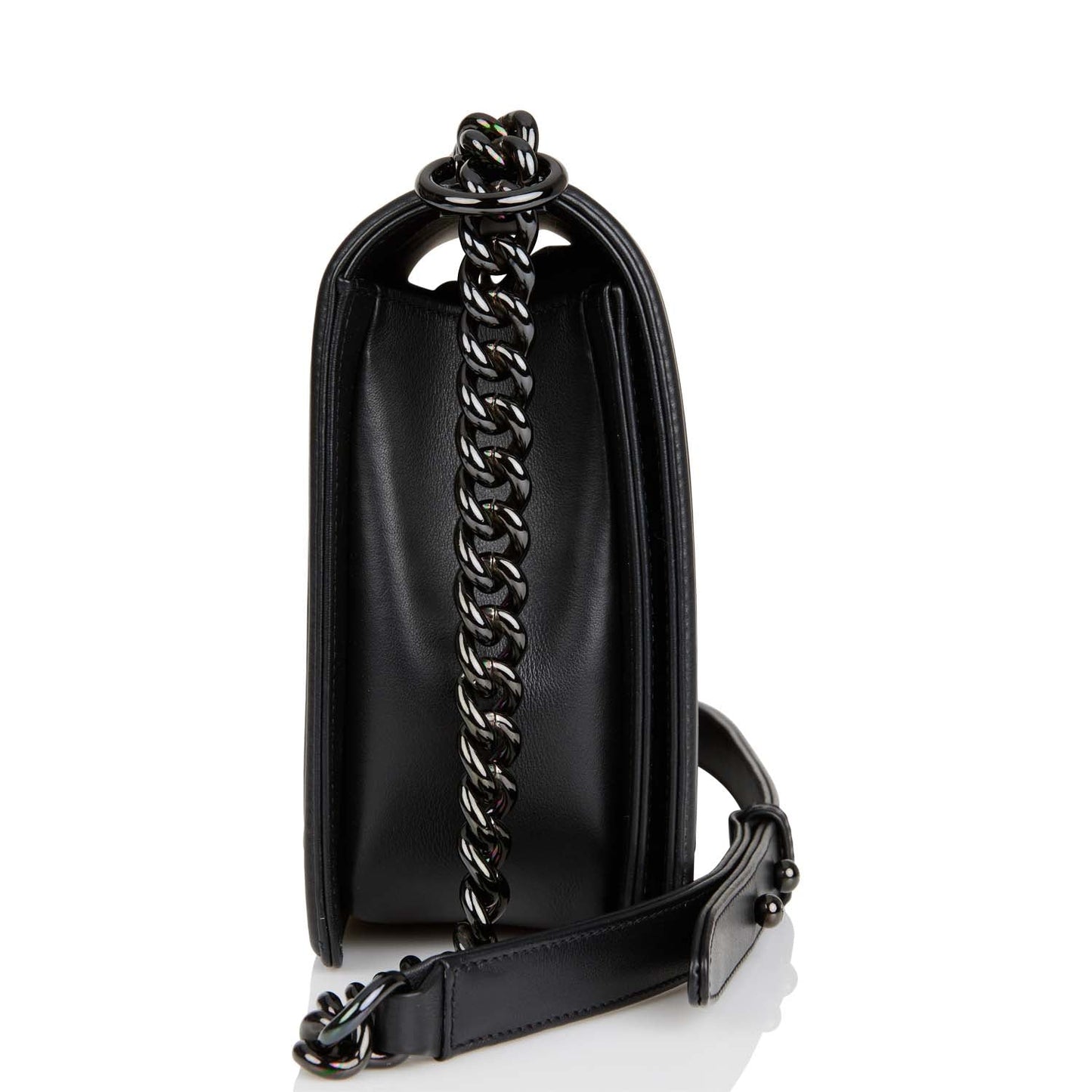Chanel New Medium Boy Bag So Black Calfskin Black Hardware