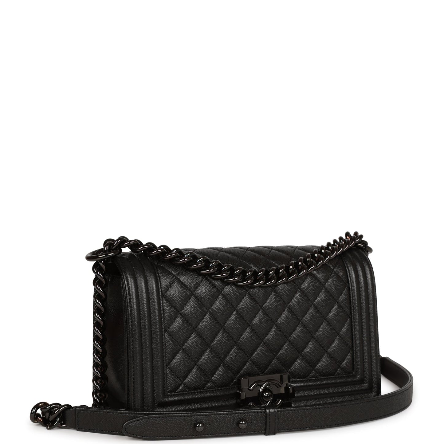 Chanel Medium Boy Bag So Black Caviar Black Hardware