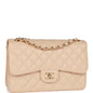 Chanel Jumbo Classic Double Flap Bag Beige Clair Caviar Gold Hardware