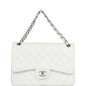 Chanel Jumbo Classic Double Flap Bag White Caviar Silver Hardware
