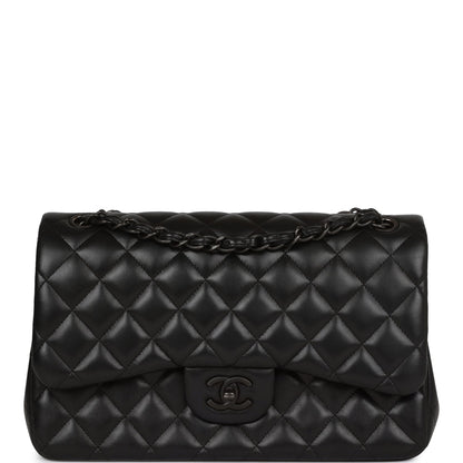 Chanel Jumbo Classic Double Flap Bag So Black Lambskin Black Hardware