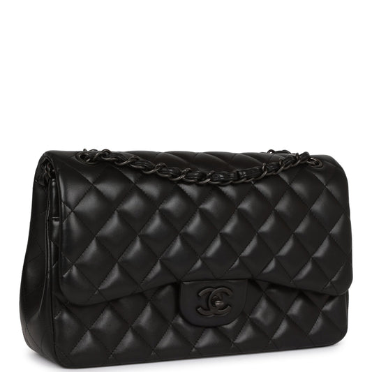 Chanel Jumbo Classic Double Flap Bag So Black Lambskin Black Hardware