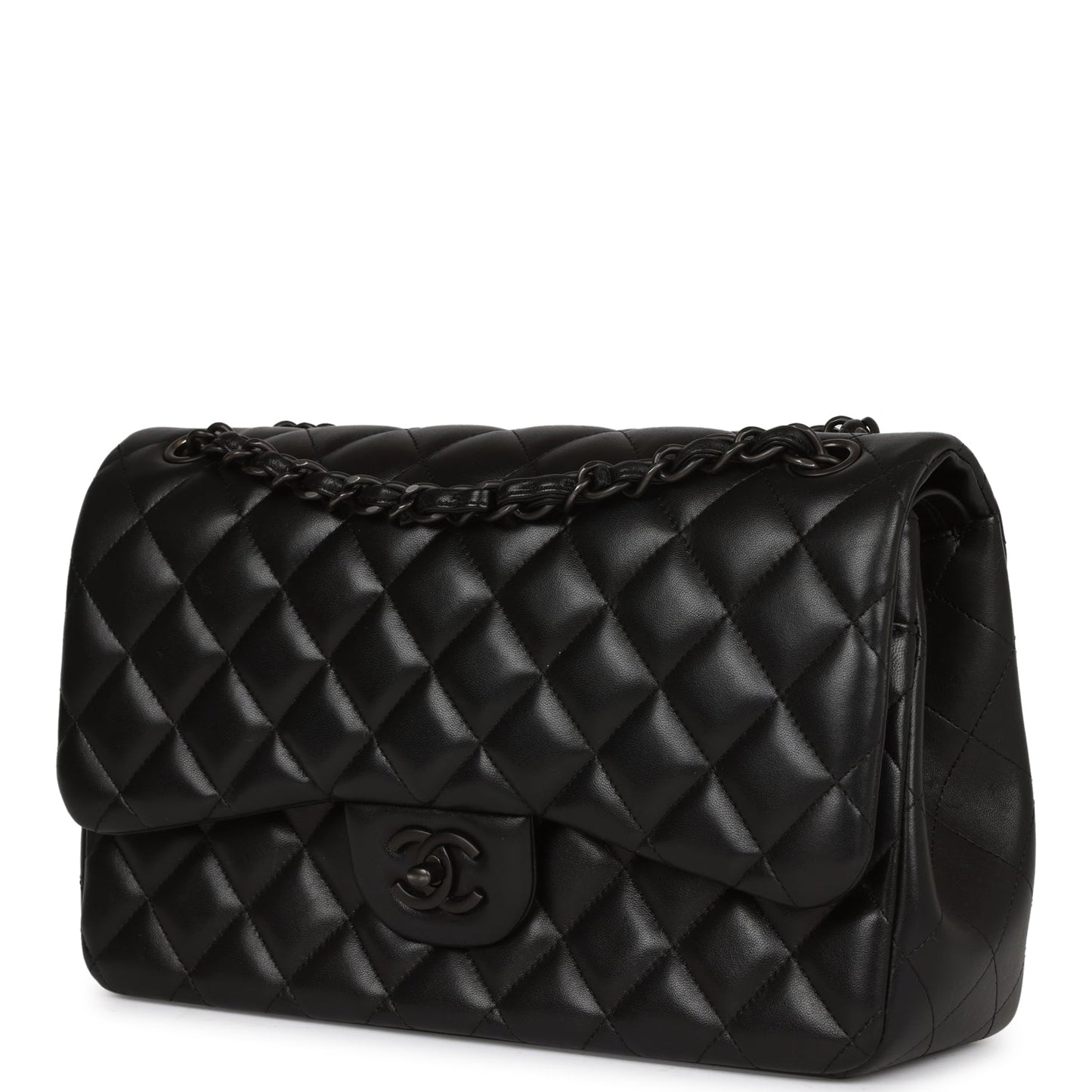 Chanel Jumbo Classic Double Flap Bag So Black Lambskin Black Hardware