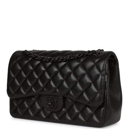 Chanel Jumbo Classic Double Flap Bag So Black Lambskin Black Hardware