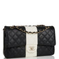 Chanel Medium Classic Double Flap Bag Black And White Lambskin Light Gold Hardware