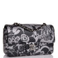 Chanel Mini Rectangular Flap Bag Black And Silver Printed Lambskin Silver Hardware