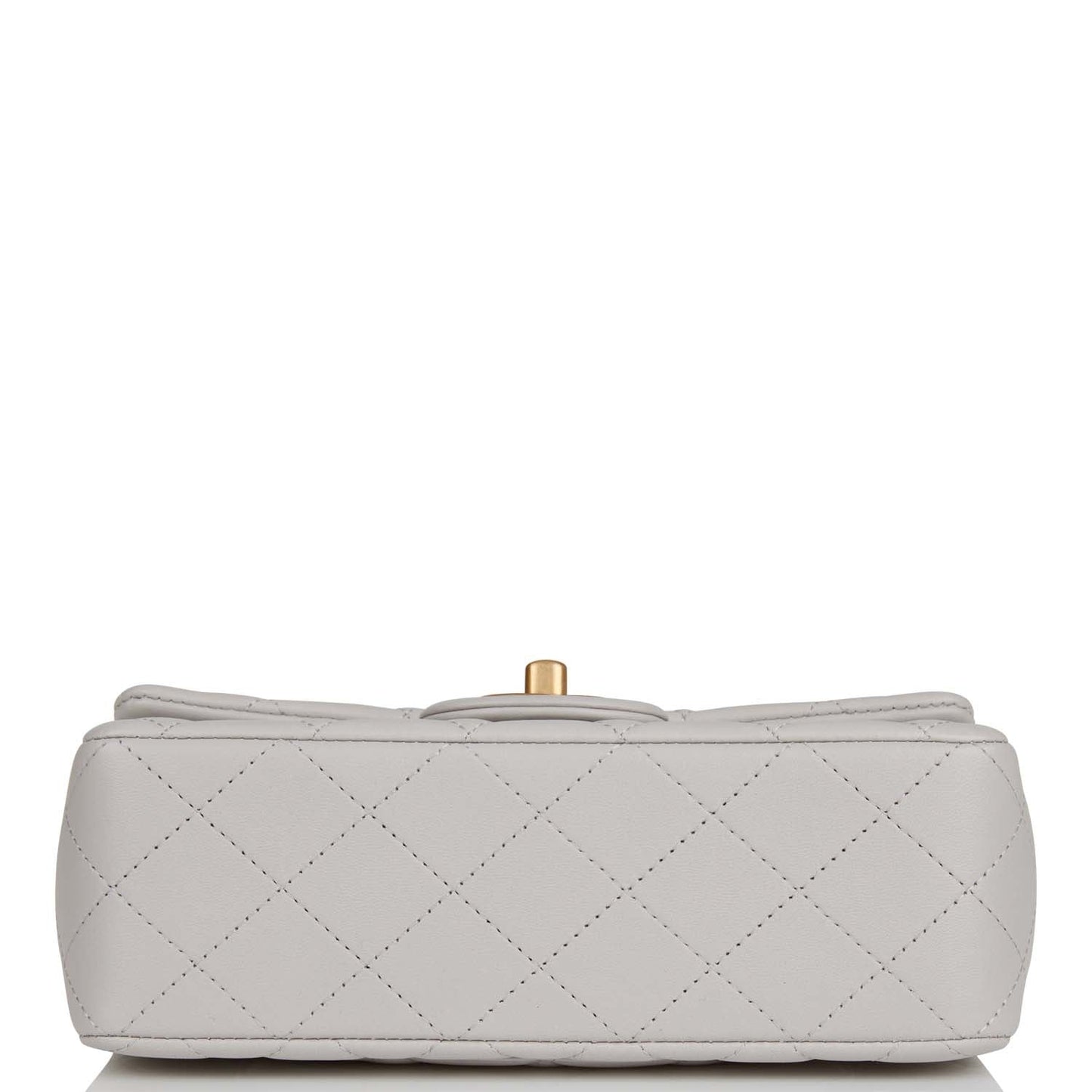 Chanel Mini Rectangular Flap Bag With Top Handle Grey Lambskin Antique Gold Hardware