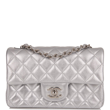 Chanel Lambskin Silver Shoulder Bag