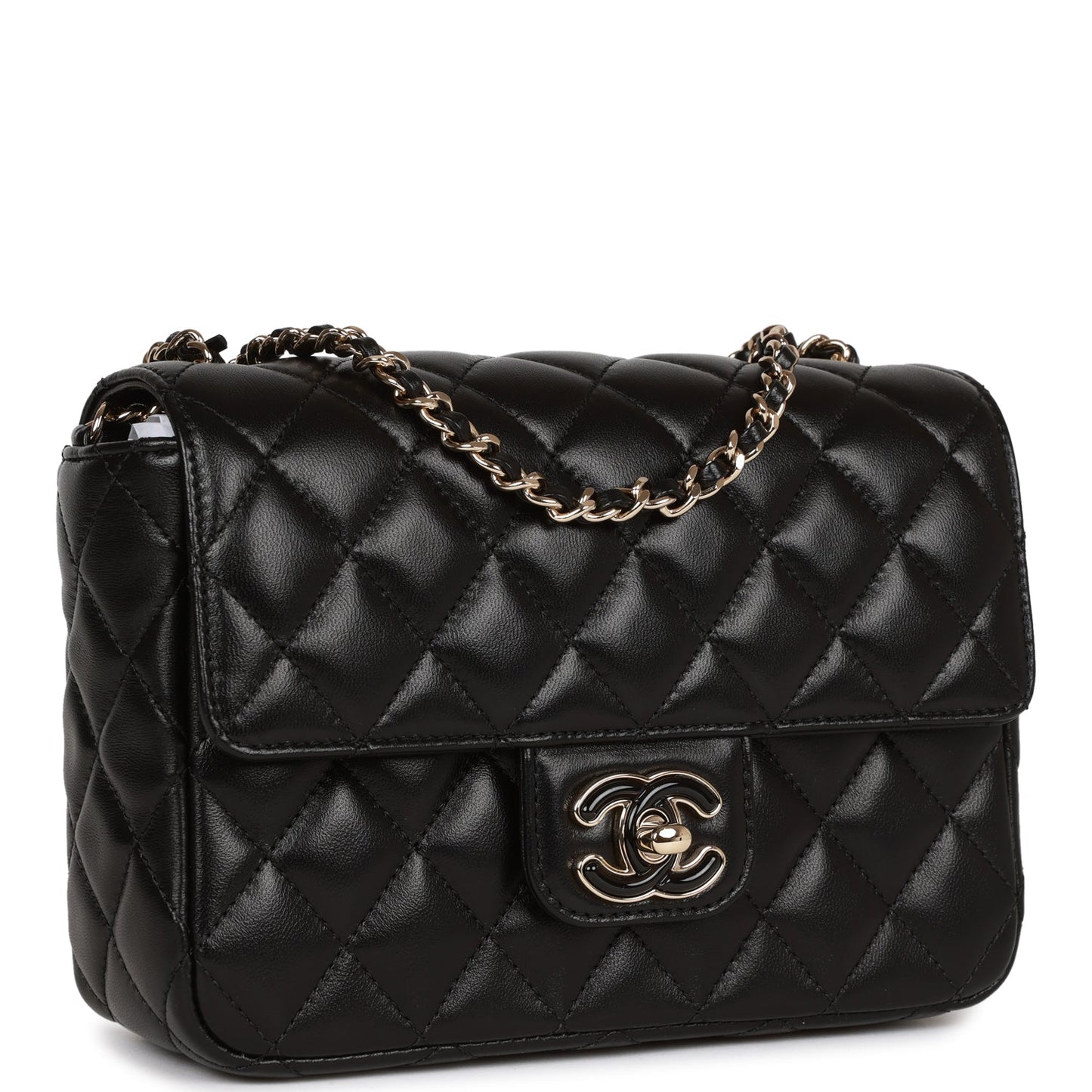 Chanel Candy Heart Mini Flap Bag Black Lambskin Enamel And Light Gold Hardware