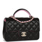 Chanel Mini Rectangular Flap With Top Handle Black And Pink Lambskin Light Gold Hardware
