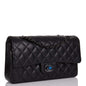 Chanel Medium Classic Double Flap Bag So Black Lambskin Quilted Black Hardware
