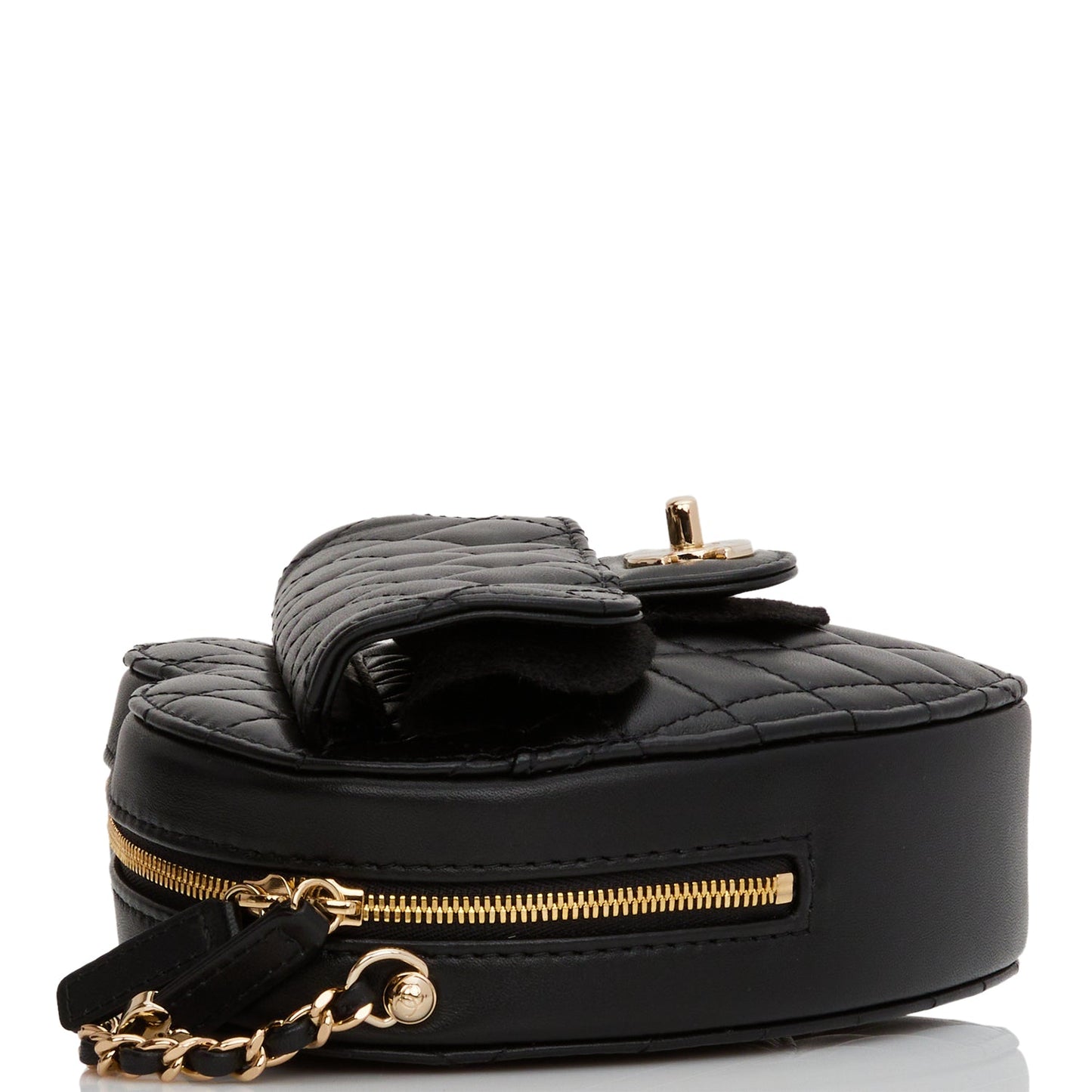 Chanel Cc In Love Large Heart Bag Black Lambskin Light Gold Hardware