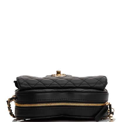 Chanel Cc In Love Large Heart Bag Black Lambskin Light Gold Hardware