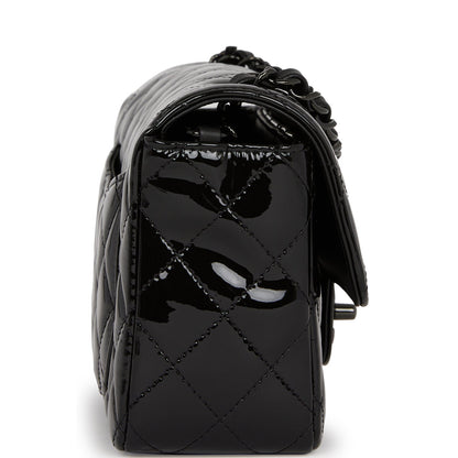 Chanel Mini Rectangular Flap Bag So Black Patent Black Hardware