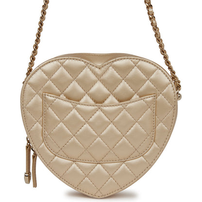 Chanel Cc In Love Large Heart Bag Gold Lambskin Light Gold Hardware