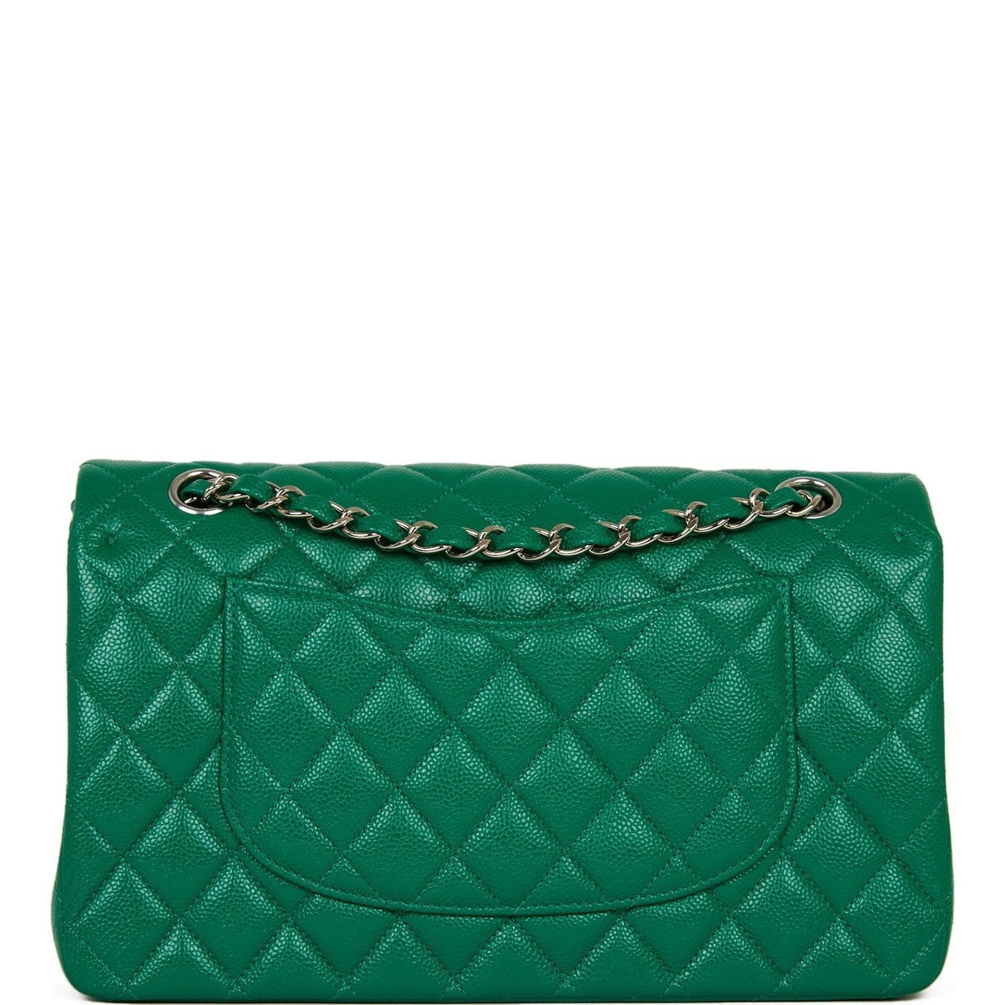 Chanel Medium Classic Double Flap Bag Green Caviar Silver Hardware