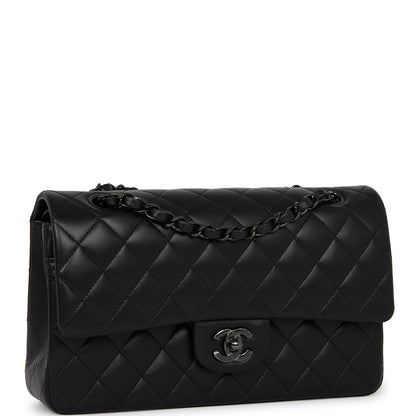 Chanel Medium Classic Double Flap Bag So Black Lambskin Black Hardware