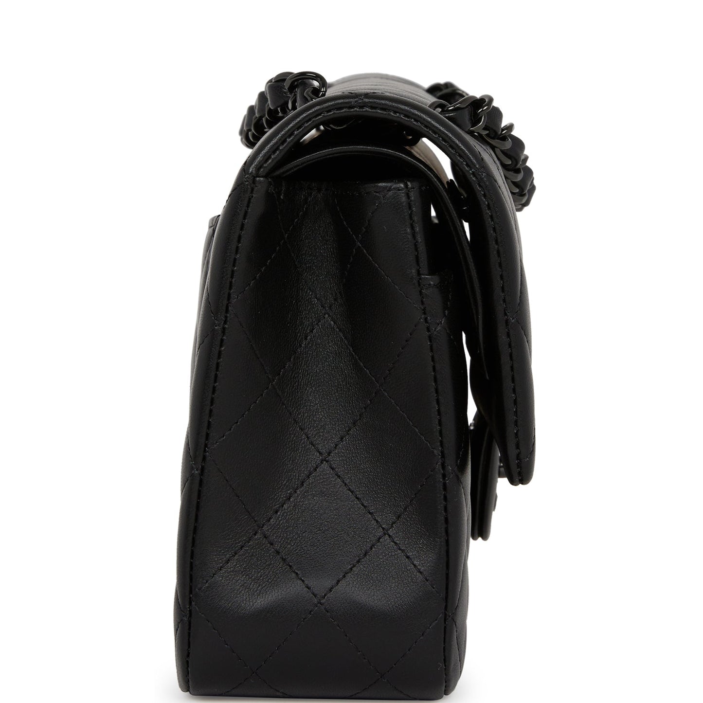 Chanel Medium Classic Double Flap Bag So Black Lambskin Black Hardware