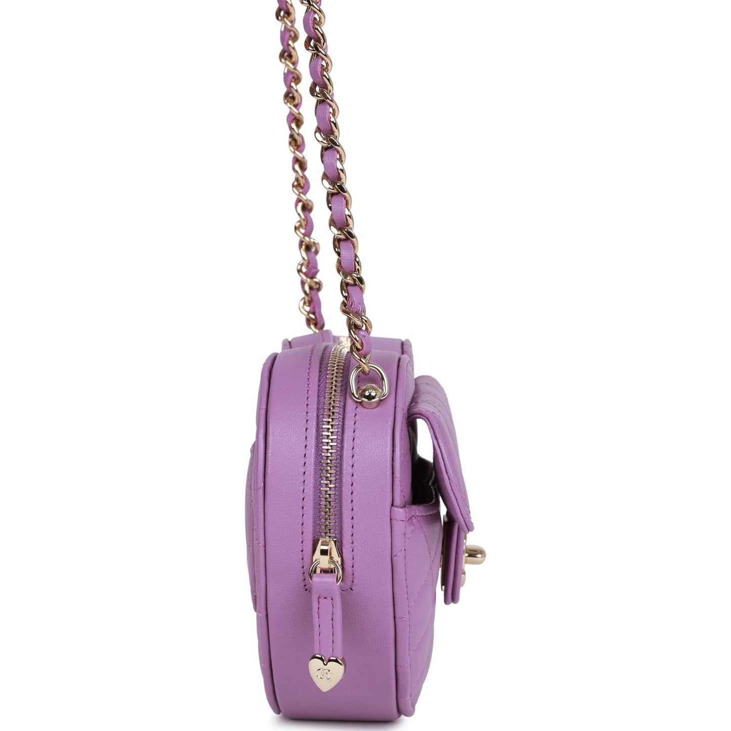 Chanel Cc In Love Heart Clutch With Chain Purple Lambskin Light Gold Hardware