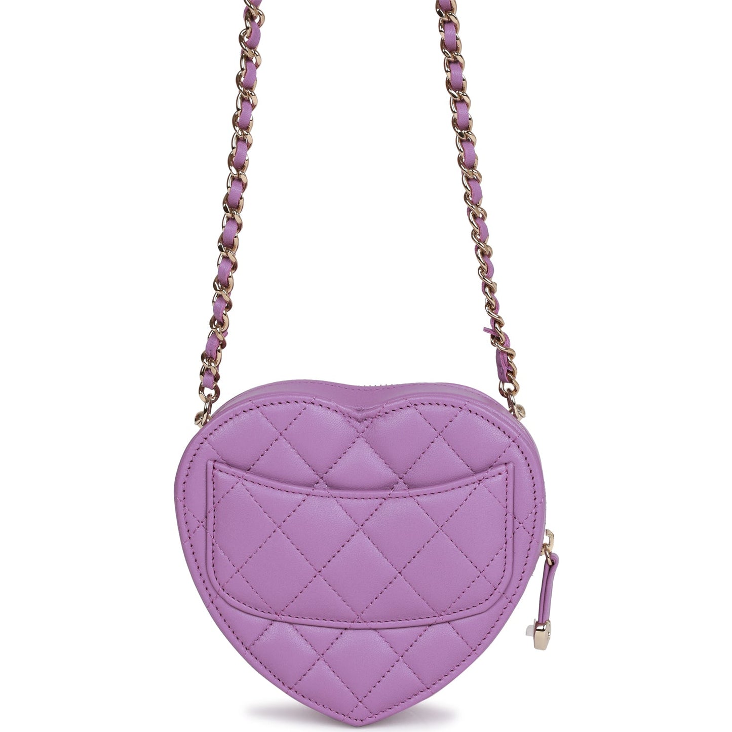 Chanel Cc In Love Heart Clutch With Chain Purple Lambskin Light Gold Hardware