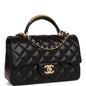 Chanel Rectangular Mini Flap Bag With Top Handle Black Lambskin Antique Gold Hardware