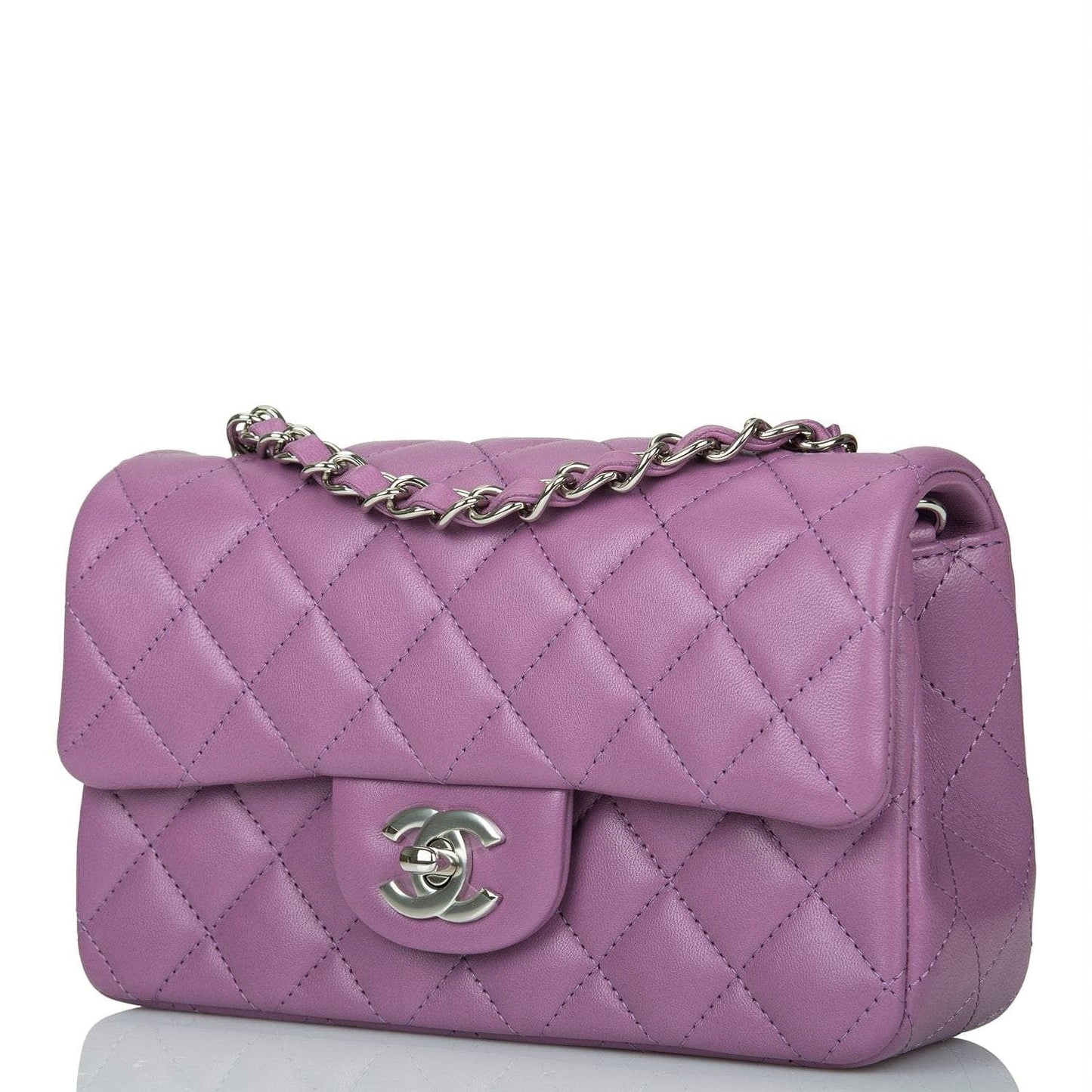 Chanel Classic Flap Lambskin Silver Shoulder Bag