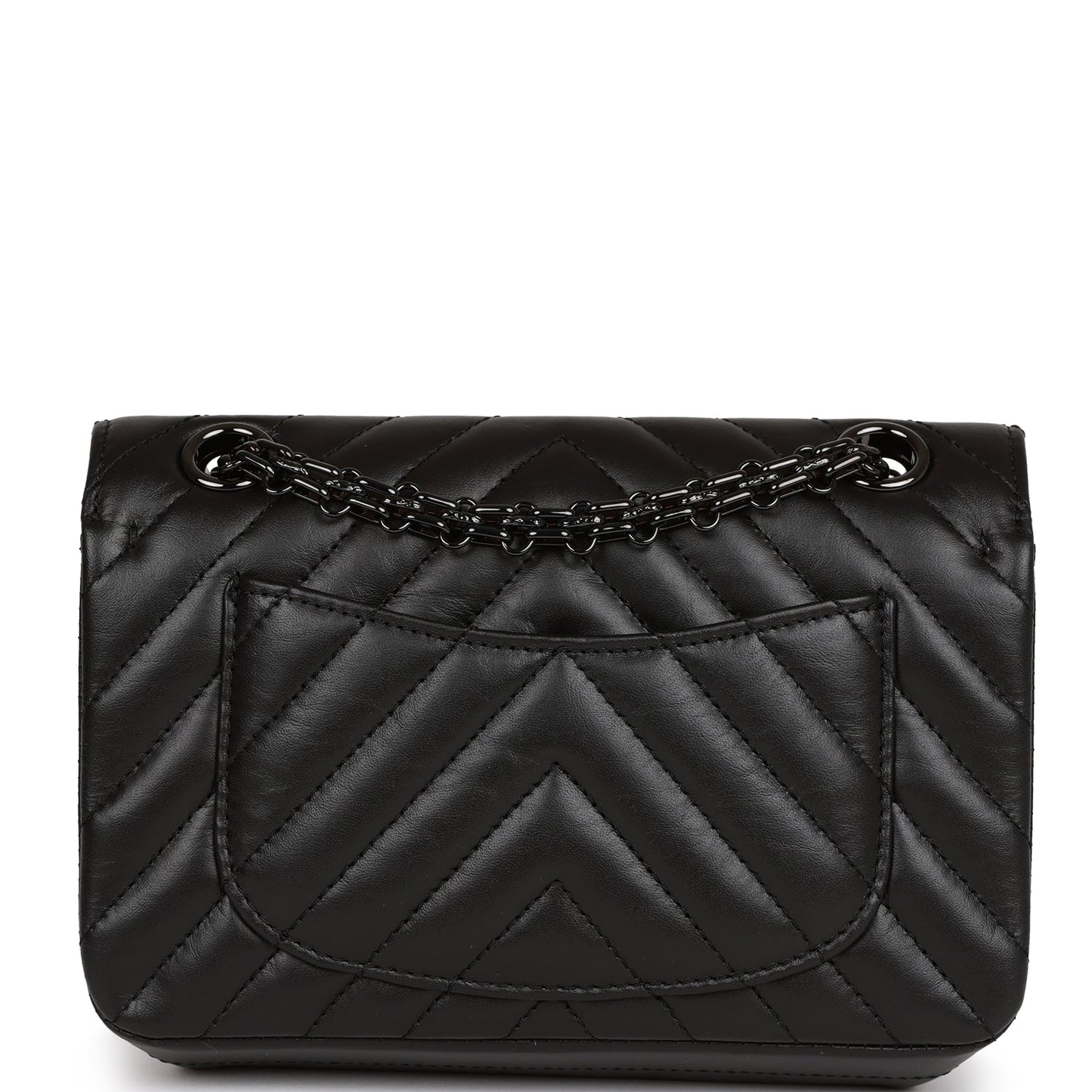 Chanel Mini Reissue 2 55 So Black Chevron Calfskin Black Hardware