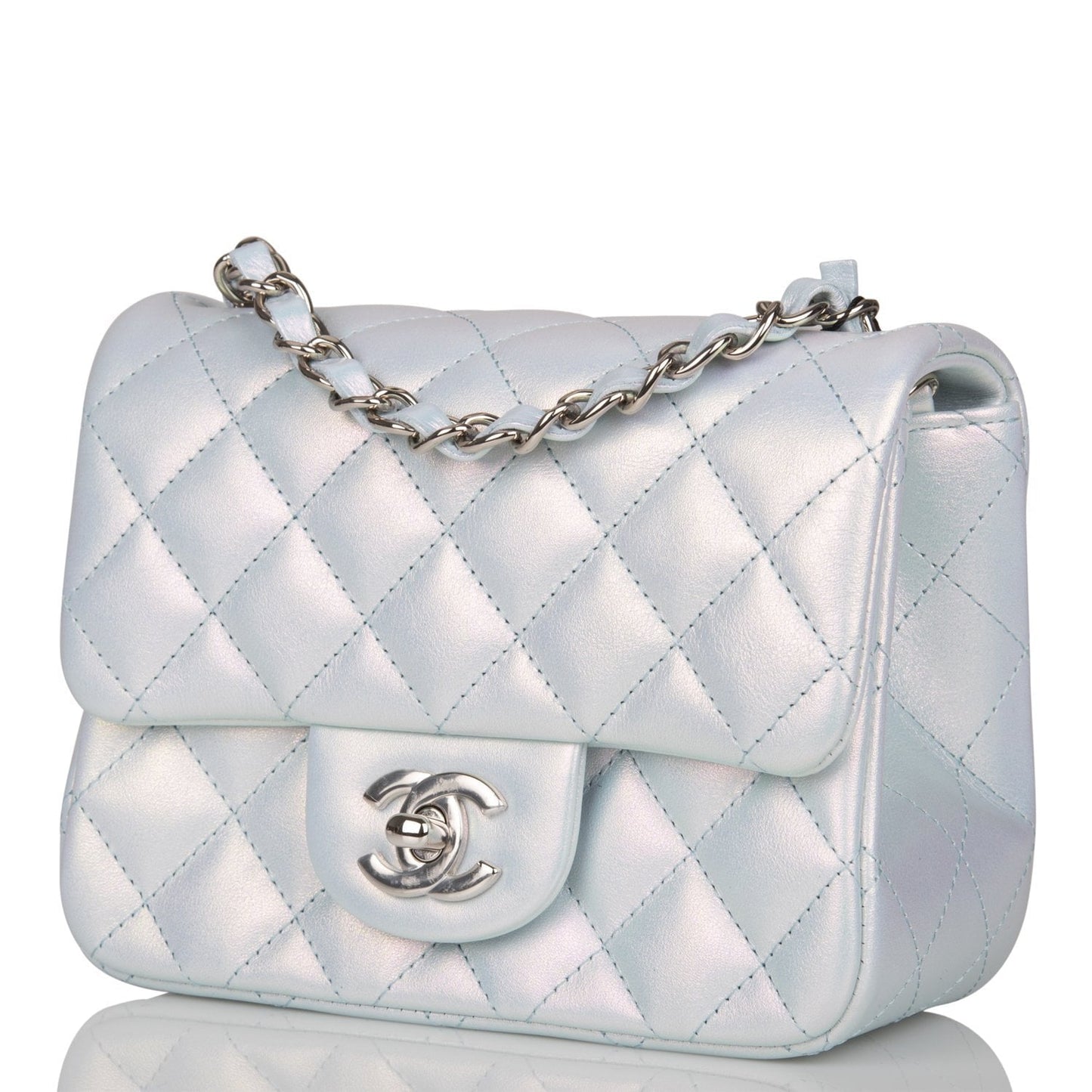 Chanel Lambskin Silver Shoulder Bag Style 2