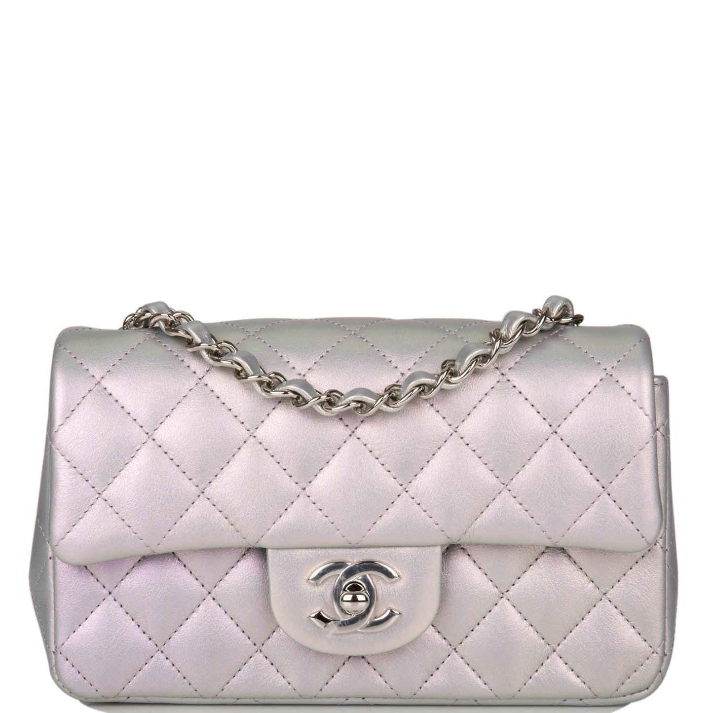 Chanel Lambskin Silver Shoulder Bag Lambskin