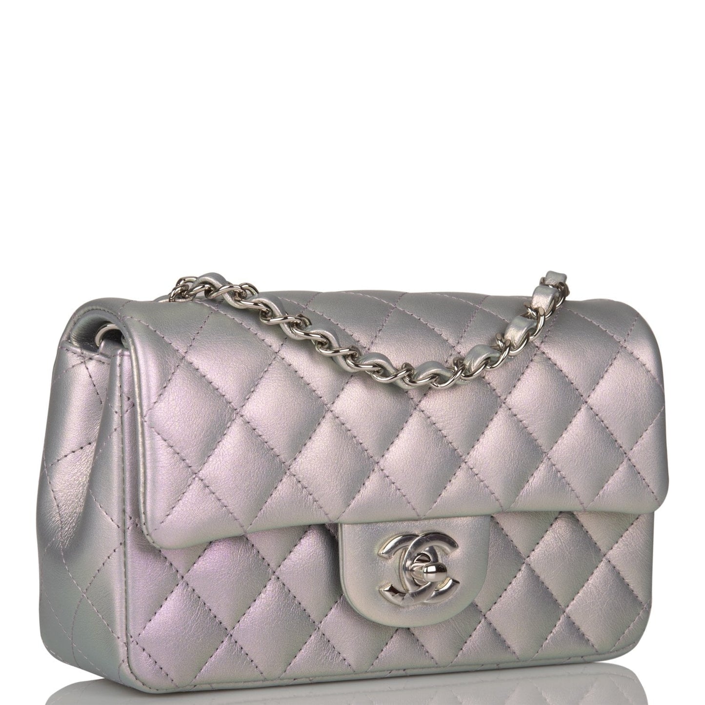Chanel Lambskin Silver Shoulder Bag Lambskin