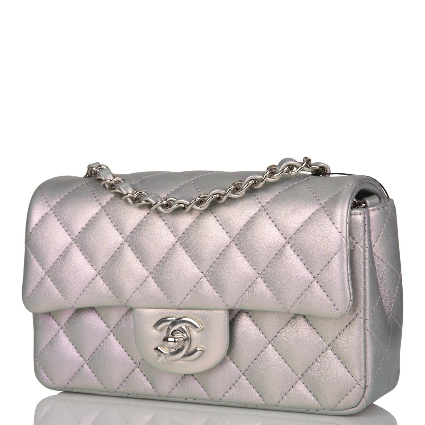 Chanel Lambskin Silver Shoulder Bag Lambskin