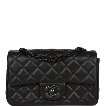 Chanel Mini Rectangular Flap Bag So Black Lambskin Black Hardware