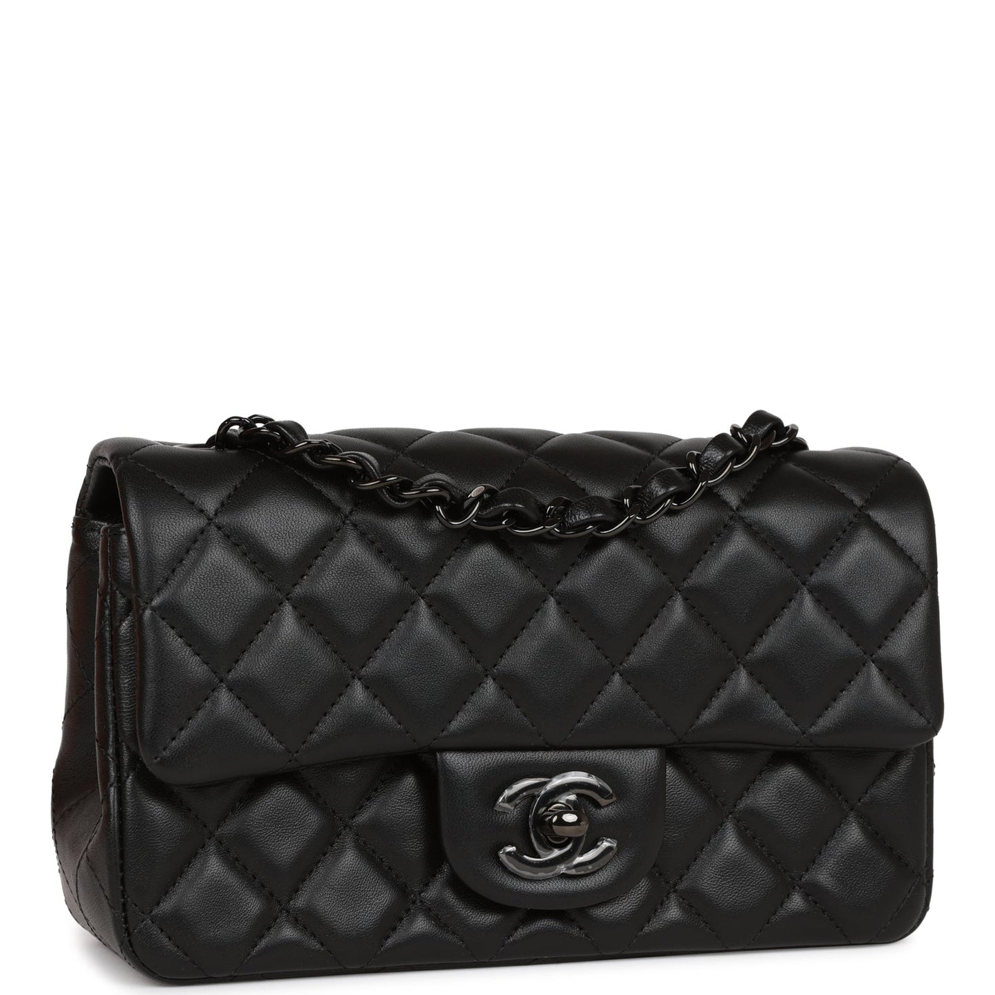Chanel Mini Rectangular Flap Bag So Black Lambskin Black Hardware