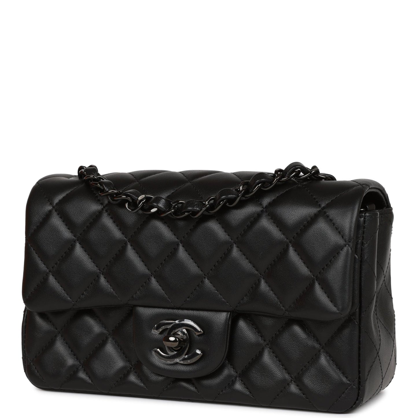 Chanel Mini Rectangular Flap Bag So Black Lambskin Black Hardware