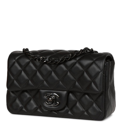 Chanel Mini Rectangular Flap Bag So Black Lambskin Black Hardware
