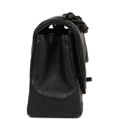 Chanel Mini Rectangular Flap Bag So Black Lambskin Black Hardware
