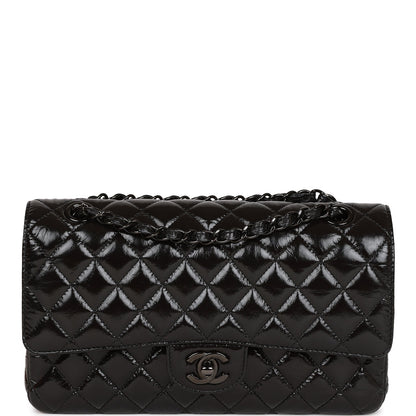 Chanel Medium Classic Double Flap Bag So Black Crumpled Calfskin Black Hardware