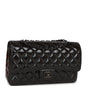 Chanel Medium Classic Double Flap Bag So Black Crumpled Calfskin Black Hardware