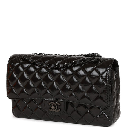 Chanel Medium Classic Double Flap Bag So Black Crumpled Calfskin Black Hardware