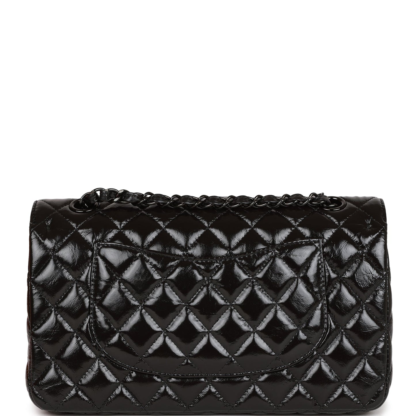 Chanel Medium Classic Double Flap Bag So Black Crumpled Calfskin Black Hardware