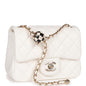 Chanel Pearl Crush Mini Square Flap Bag White Lambskin Light Gold Hardware