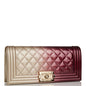 Chanel Boy Bag Clutch Beige And Pink Ombre Patent Gold Hardware