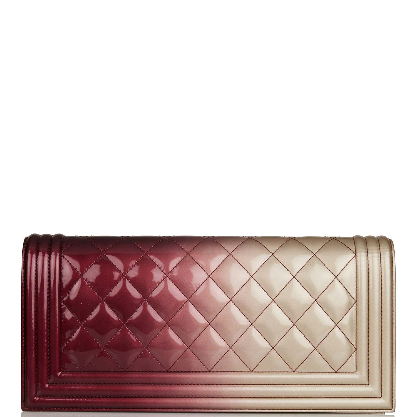 Chanel Boy Bag Clutch Beige And Pink Ombre Patent Gold Hardware