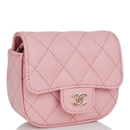 Chanel Mini Clutch With Chain Bag Pink Caviar Gold Hardware