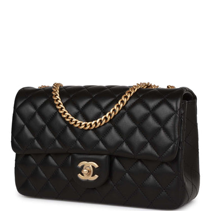 Chanel Medium Camellia Crush Flap Bag Black Lambskin Antique Gold Hardware
