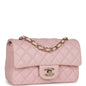 Chanel Mini Rectangular Flap Bag Pink Lambskin Light Gold Hardware