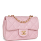Chanel Mini Rectangular Flap Bag With Heart Chain Pink Lambskin Antique Gold Hardware