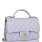 Chanel Mini Rectangular Flap With Top Handle Lavender Lambskin Light Gold Hardware